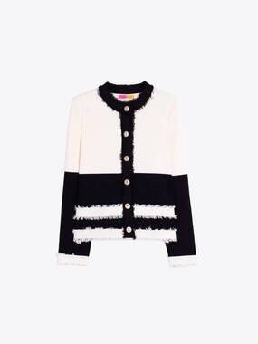 NEW VILAGALLO women's colorblock sweater jacket in black ecru